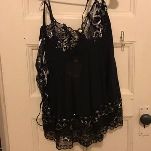 Black Sheer Lingerie and Thong Tags On